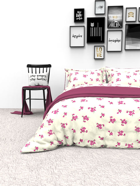 The White Moss Denmark Double bed 100% cotton bedsheet with 2 pillow covers